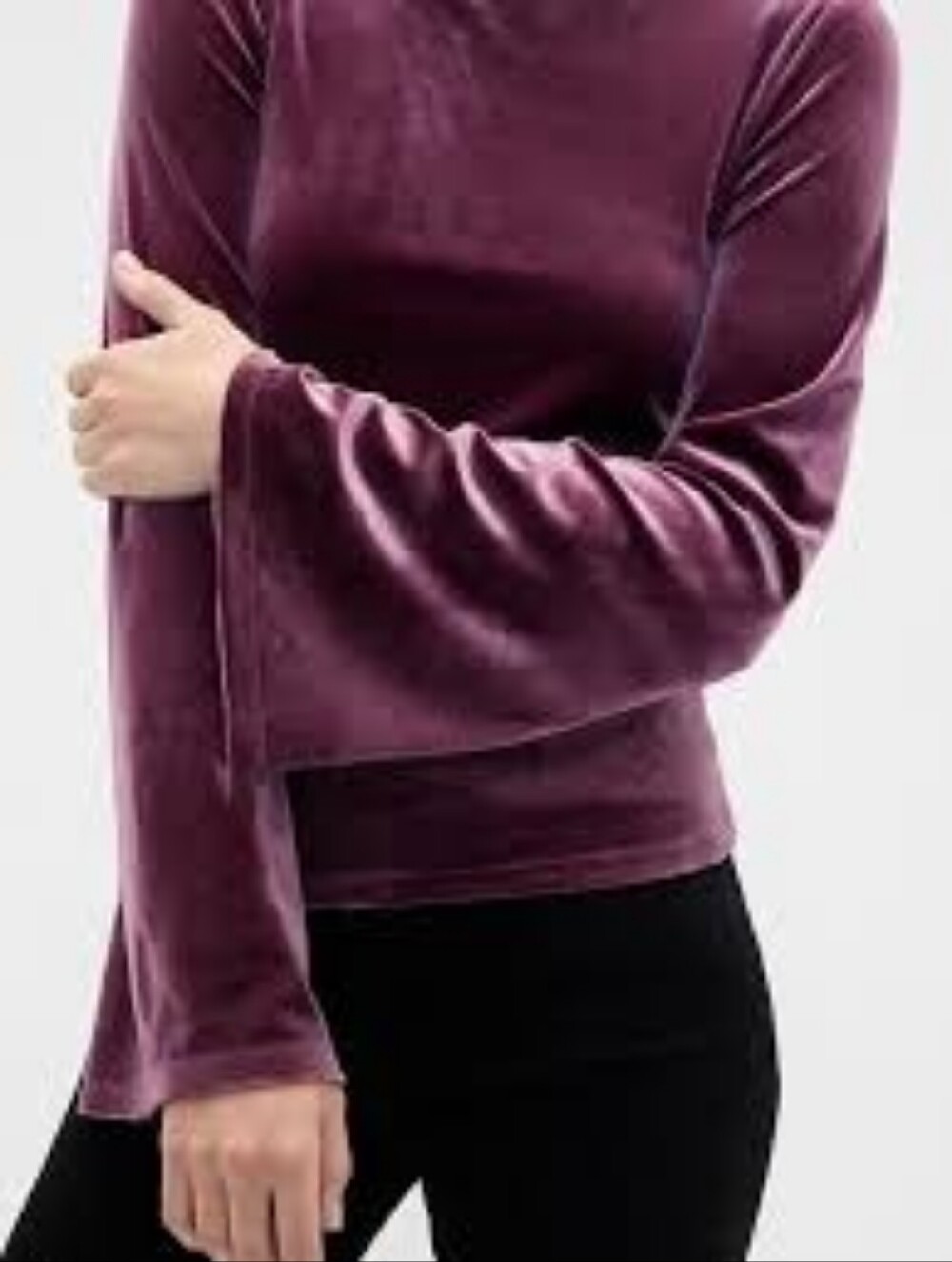 NWTGAP Long-Sleeve Velvet Top With Bell Sleeves. Size Small